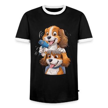Dog Groomer Hundfriseur für einen Hundfriseur - Männer Kontrast-T-Shirt - Schwarz/Weiß - Vorne - AI Model Female 172 light (172cm) & AI Model Male 178 light (178cm)