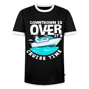 Countdown is over, it's cruise time - Men's Ringer Shirt - black/white - Front - AI Model Female 172 light (172cm) & AI Model Male 178 light (178cm)