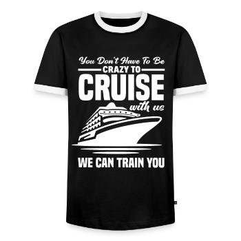 Du Musst Nicht Verrückt Sein Zum Kreuzfahren Mit - Männer Kontrast-T-Shirt - Schwarz/Weiß - Vorne - AI Model Female 172 light (172cm) & AI Model Male 178 light (178cm)