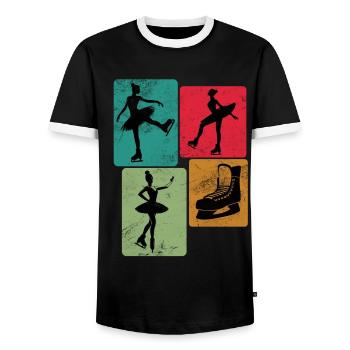 Patinage sur glace, patinage artistique, patinage sur glace - T-shirt contrasté Homme - noir/blanc - Devant - AI Model Female 172 light (172cm) & AI Model Male 178 light (178cm)