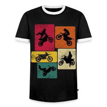 Motorcross Motorcycle Biker Bike Motorsport Gift - Men's Ringer Shirt - black/white - Front - AI Model Female 172 light (172cm) & AI Model Male 178 light (178cm)