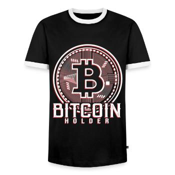 Cryptcurrency Daytrader Portefeuille d’échange de bitcoins - T-shirt contrasté Homme - noir/blanc - Devant - AI Model Female 172 light (172cm) & AI Model Male 178 light (178cm)