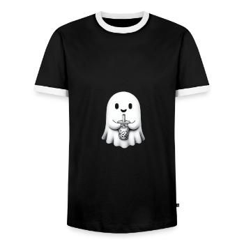 Thé à bulles fantôme mignon - T-shirt contrasté Homme - noir/blanc - Devant - AI Model Female 172 light (172cm) & AI Model Male 178 light (178cm)