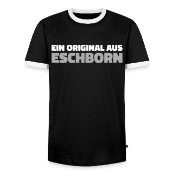 Ville allemande d’Eschborn, Hesse - T-shirt contrasté Homme - noir/blanc - Devant - AI Model Female 172 light (172cm) & AI Model Male 178 light (178cm)