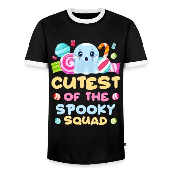 Halloween LE PLUS MIGNON DE L’ESCOUADE EFFRAYANTE Halloween - T-shirt contrasté Homme - noir/blanc - Devant - AI Model Female 172 light (172cm) & AI Model Male 178 light (178cm)