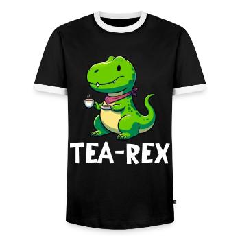 Tee Rex Dinosaurier Liebhaber T-Rex Tea Tasse - Männer Kontrast-T-Shirt - Schwarz/Weiß - Vorne - AI Model Female 172 light (172cm) & AI Model Male 178 light (178cm)