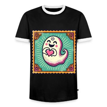 My Halloween Boo Niedlicher Liebe Geist - Männer Kontrast-T-Shirt - Schwarz/Weiß - Vorne - AI Model Female 172 light (172cm) & AI Model Male 178 light (178cm)