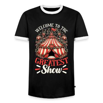 Personnel de cirque Carnaval costumé Événement de cirque - T-shirt contrasté Homme - noir/blanc - Devant - AI Model Female 172 light (172cm) & AI Model Male 178 light (178cm)