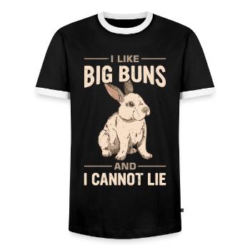 Flemish Giant Rabbit Rabbit Rabbit - Men's Ringer Shirt - black/white - Front - AI Model Female 172 light (172cm) & AI Model Male 178 light (178cm)