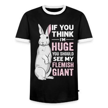 Flemish Giant Rabbit Rabbit Rabbit - Men's Ringer Shirt - black/white - Front - AI Model Female 172 light (172cm) & AI Model Male 178 light (178cm)