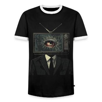 Esthétique bizarre TV Homme Oeil Grunge brins - T-shirt contrasté Homme - noir/blanc - Devant - AI Model Female 172 light (172cm) & AI Model Male 178 light (178cm)