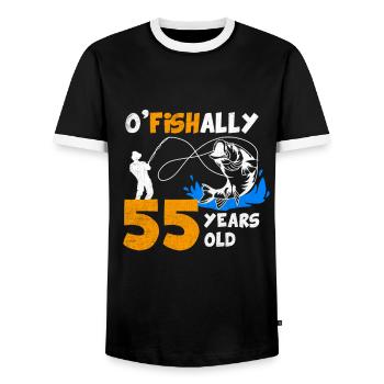 55e anniversaire pêcheur pêche cadeau vintage - T-shirt contrasté Homme - noir/blanc - Devant - AI Model Female 172 light (172cm) & AI Model Male 178 light (178cm)