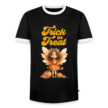 Halloween Kostüm TRICK OR TREAT Halloween Party - Männer Kontrast-T-Shirt - Schwarz/Weiß - Vorne - AI Model Female 172 light (172cm) & AI Model Male 178 light (178cm)