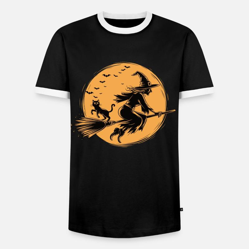 Witch Sunset Design - Men's Ringer Shirt - black/white