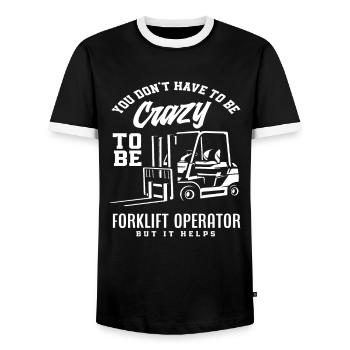 You don't have to be crazy about forklift drivers - Men's Ringer Shirt - black/white - Front - AI Model Female 172 light (172cm) & AI Model Male 178 light (178cm)