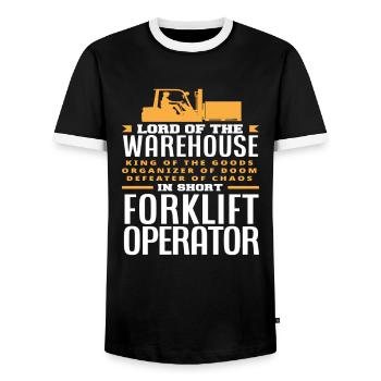 Forklift driver king of the warehouse - Men's Ringer Shirt - black/white - Front - AI Model Female 172 light (172cm) & AI Model Male 178 light (178cm)