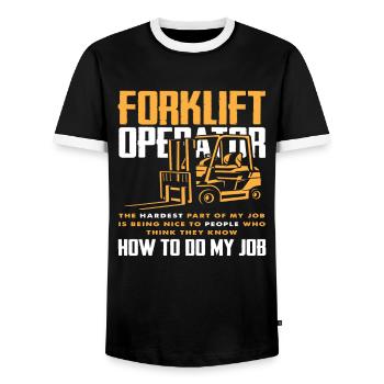 Gabelstaplerfahrer Job Schwieriger Teil - Männer Kontrast-T-Shirt - Schwarz/Weiß - Vorne - AI Model Female 172 light (172cm) & AI Model Male 178 light (178cm)