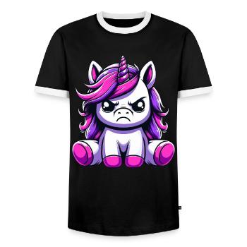 Süßes Einhorn Genervt - Männer Kontrast-T-Shirt - Schwarz/Weiß - Vorne - AI Model Female 172 light (172cm) & AI Model Male 178 light (178cm)