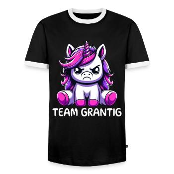 Team Grantig - Männer Kontrast-T-Shirt - Schwarz/Weiß - Vorne - AI Model Female 172 light (172cm) & AI Model Male 178 light (178cm)