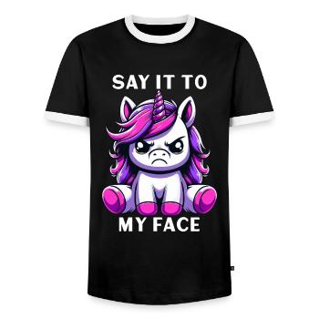 Dis-le-moi en face - T-shirt contrasté Homme - noir/blanc - Devant - AI Model Female 172 light (172cm) & AI Model Male 178 light (178cm)