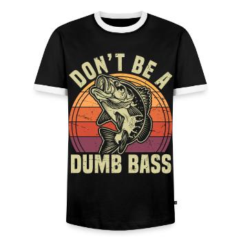 Don't Be A Dumb Bass Funny Fishing Pun - Men's Ringer Shirt - black/white - Front - AI Model Female 172 light (172cm) & AI Model Male 178 light (178cm)
