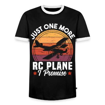 Just One More RC Plane I Promise - Men's Ringer Shirt - black/white - Front - AI Model Female 172 light (172cm) & AI Model Male 178 light (178cm)