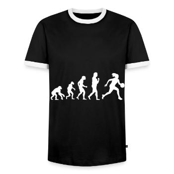Basketball Tshirt B-Ball Dunking Rebound Player - Men's Ringer Shirt - black/white - Front - AI Model Female 172 light (172cm) & AI Model Male 178 light (178cm)