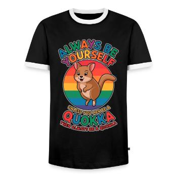 Quokka Disant Australie Drôle Quokka Cadeau - T-shirt contrasté Homme - noir/blanc - Devant - AI Model Female 172 light (172cm) & AI Model Male 178 light (178cm)