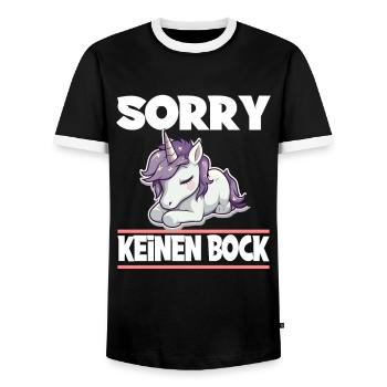 Sorry Keinen Bock Einhorn - Männer Kontrast-T-Shirt - Schwarz/Weiß - Vorne - AI Model Female 172 light (172cm) & AI Model Male 178 light (178cm)