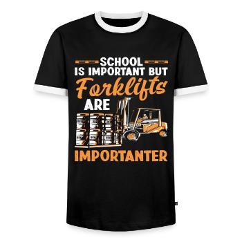 Schule Ist Wichtig Aber Gabelstapler Sind - Männer Kontrast-T-Shirt - Schwarz/Weiß - Vorne - AI Model Female 172 light (172cm) & AI Model Male 178 light (178cm)