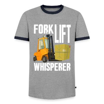 Gabelstapler Flüsterer - Männer Kontrast-T-Shirt - Grau/Navy  - Vorne - AI Model Female 172 light (172cm) & AI Model Male 178 light (178cm)