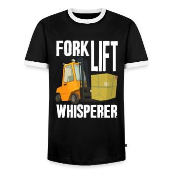 Forklift Whisperer - Men's Ringer Shirt - black/white - Front - AI Model Female 172 light (172cm) & AI Model Male 178 light (178cm)
