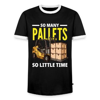 So many pallets, so little time - Men's Ringer Shirt - black/white - Front - AI Model Female 172 light (172cm) & AI Model Male 178 light (178cm)