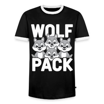 Wolf Group Design Wolf Pack - Men's Ringer Shirt - black/white - Front - AI Model Female 172 light (172cm) & AI Model Male 178 light (178cm)