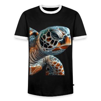Tortue marine - T-shirt contrasté Homme - noir/blanc - Devant - AI Model Female 172 light (172cm) & AI Model Male 178 light (178cm)