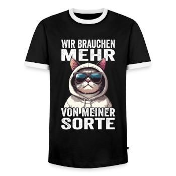 Wir brauchen mehr von meiner Sorte - Männer Kontrast-T-Shirt - Schwarz/Weiß - Vorne - AI Model Female 172 light (172cm) & AI Model Male 178 light (178cm)