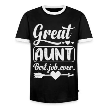 Great Aunt Best Job Ever Cute Arrow and Heart - Männer Kontrast-T-Shirt - Schwarz/Weiß - Vorne - AI Model Female 172 light (172cm) & AI Model Male 178 light (178cm)