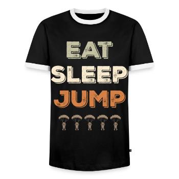 Skydiving Jumping Skydiving - Men's Ringer Shirt - black/white - Front - AI Model Female 172 light (172cm) & AI Model Male 178 light (178cm)