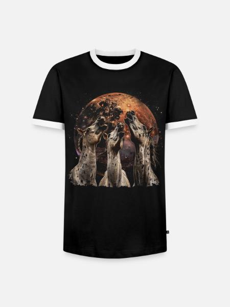 Appaloosa Pferd Howling Moon - Männer Kontrast-T-Shirt - Schwarz/Weiß