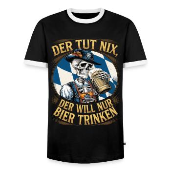 Der Tut Nix, Der Will Nur Bier Trinken - Männer Kontrast-T-Shirt - Schwarz/Weiß - Vorne - AI Model Female 172 light (172cm) & AI Model Male 178 light (178cm)