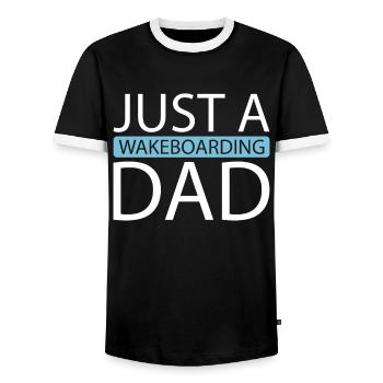 Wakeboard Wakeboarder Just A Wakeboarding Dad - Men's Ringer Shirt - black/white - Front - AI Model Female 172 light (172cm) & AI Model Male 178 light (178cm)