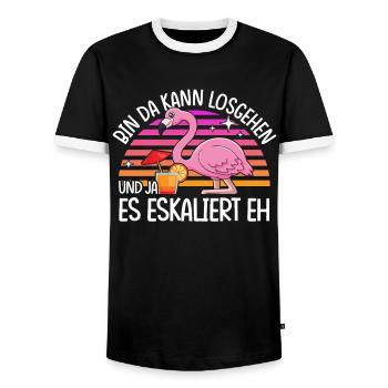 Funny Tshirt Humor Celebrating Sarcasm Drinking Bachelor Party - Men's Ringer Shirt - black/white - Front - AI Model Female 172 light (172cm) & AI Model Male 178 light (178cm)