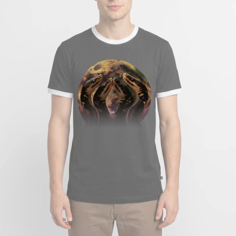 Kugelpython Schlange Heulender Mond Männer Kontrast-T-Shirt