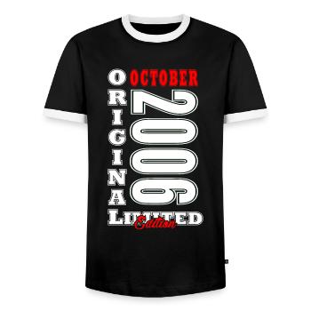 October 2006 Birthday Present October 2006 - Men's Ringer Shirt - black/white - Front - AI Model Female 172 light (172cm) & AI Model Male 178 light (178cm)