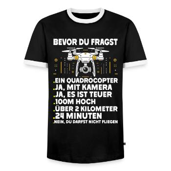 Pilote de drone quadricoptère Quadricoptère volant - T-shirt contrasté Homme - noir/blanc - Devant - AI Model Female 172 light (172cm) & AI Model Male 178 light (178cm)