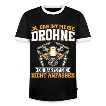Pilote de drone quadricoptère Quadricoptère volant - T-shirt contrasté Homme - noir/blanc - Devant - AI Model Female 172 light (172cm) & AI Model Male 178 light (178cm)