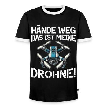 Pilote de drone quadricoptère Quadricoptère volant - T-shirt contrasté Homme - noir/blanc - Devant - AI Model Female 172 light (172cm) & AI Model Male 178 light (178cm)