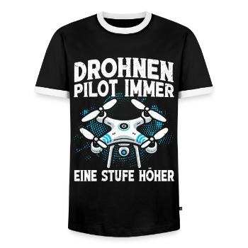Pilote de drone quadricoptère Quadricoptère volant - T-shirt contrasté Homme - noir/blanc - Devant - AI Model Female 172 light (172cm) & AI Model Male 178 light (178cm)
