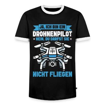 Pilote de drone quadricoptère Quadricoptère volant - T-shirt contrasté Homme - noir/blanc - Devant - AI Model Female 172 light (172cm) & AI Model Male 178 light (178cm)