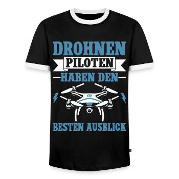 Pilote de drone quadricoptère Quadricoptère volant - T-shirt contrasté Homme - noir/blanc - Devant - AI Model Female 172 light (172cm) & AI Model Male 178 light (178cm)